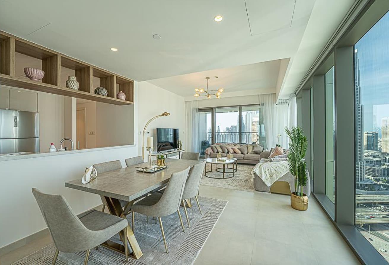 Furnished Corner Unit | Burj View | 3 Balconies المعرض 4